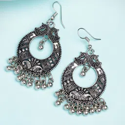 Anouk Women Silver-Plated German Silver Oxidised Chandbali Earrings-58