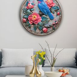 OLIVE TREE Blue & Pink Bird Wall Hanging-image-93