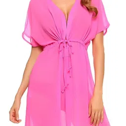 Dahr Pink Georgette Nightdress-image-54