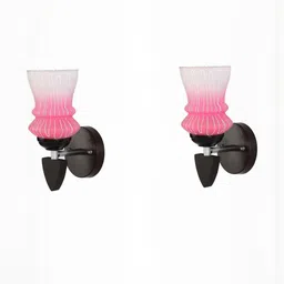 1ST TIME Pack of 2 Pink & White Glass Traditional Wall Lamp-picture-44