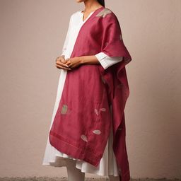 JAYPORE Geometric Embroidered Patchwork Cotton Silk Dupatta-26