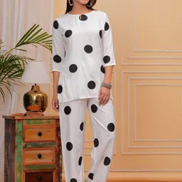 JAHIDA COMFORT WITH STYLE Dot Printed Tunic & Trousers Co-Ord Set-picture-34