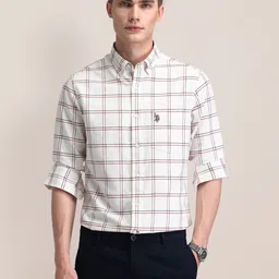 U.S. Polo Assn. Men Classic Button-Down Collar Windowpane Checked Cotton Casual Shirt-image-51