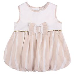 ShopperTree Girl's Striped Sleeveless Bow Details Cotton Balloon Dress-image-20