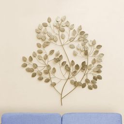 vedas Gold Toned Mystic Indiana Textured Metal Windswept Tree Wall Decor-image-91