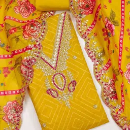Mitera Embroidered Pure Cotton Unstitched Dress Material-image-35