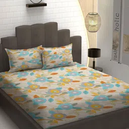 YaAkholic Multicoloured 210 TC Queen Bedsheet with 2 Pillow Covers-image-66