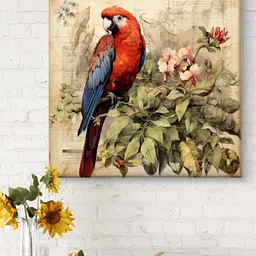 Myntra Elegant Homes Beige & Red Perrot Canvas Wall Art-image-96