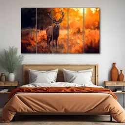 The Castle Decor Orange & Brown 5 Piece Wood Other Wall Paintings-17