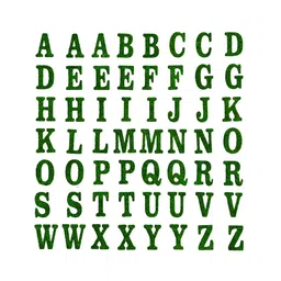 Comet Busters Green & White Printed Self-Adhesive Uppercase Glitter Alphabet Stickers-37