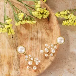 DressBerry Gold-Plated Pearls Beaded Circular Shaped Drop Earrings-29
