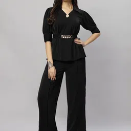 Elara Luxe V Neck Top With Trousers Co-Ords-picture-38