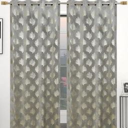 Aura Grey & Gold-Toned Set of 2 Floral Door Curtain-28