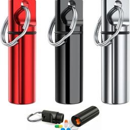 7 Aluminum Keychain Medication Pill Box Waterproof Mini Metal Pill case Pill Box-image-2