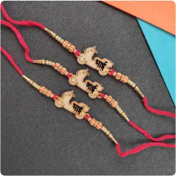 Designer PD-3 PC Byke Bhai Rakhi-22-N Mauli Thread, Pearl Rakhi Set-image-32