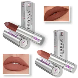 PERPAA Set of 2 Push Button Matte Lipstick 3.5g each - Matte Brown 167 & Innocent Nude 306-52