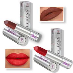 PERPAA Set of 2 Push Button Matte Lipstick 3.5g each - Matte Brown 167 & Matte Red 196-8