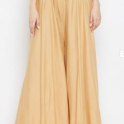 classi kaari Women Flared Beige Polycotton Trousers-picture-7