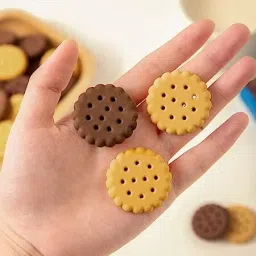 aahanshoppe BISCUIT COOKIES SHAPE ERASERS PACK OF 6 ERASERS Non-Toxic Eraser image 4