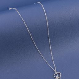 Silver Plated Beautiful Diamond Necklace Chain Pendant for Women,Girls Cubic Zirconia, Diamond Silver Plated Silver, Copper Necklace-image-98