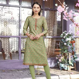 Anouk Floral Printed Round Neck Straight Kurta-image-56