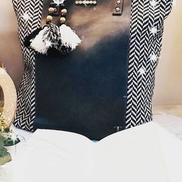 ASTRID Black & White Textured Tote Bag-53