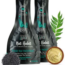 Nat Habit Set of 2 Curry Sesame Fresh Hair NutriMask For Grey Hair Control - 40g Each-25