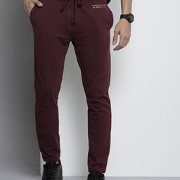 The Indian Garage Co Men Maroon Solid Joggers-picture-14