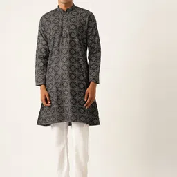 Armaan Ethnic Men Ethnic Motifs Printed Regular Pure Cotton Kurta With Pyjamas-16