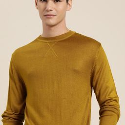 INVICTUS Men Mustard Yellow Knitted Pullover-image-53
