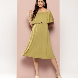 Qurvii Off-Shoulder Slit Sleeve A-Line Dress-picture-54