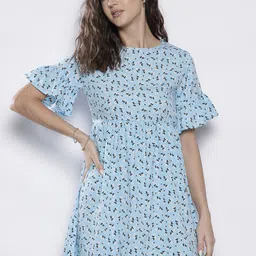 Boohoo Floral Printed Bell Sleeves Empire Mini Dress-picture-16