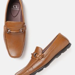 Carlton London Men Camel Brown Solid Horsebit Loafers-6