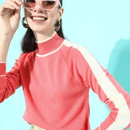DressBerry Women Pretty Pink Solid Knitted Sweater-image-28