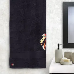 DECOREALM Unisex Black Self-Design 380 GSM Bath Towel-picture-2