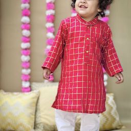 YK Boys Pink Regular Pure Cotton Kurta with Pyjamas-image-33
