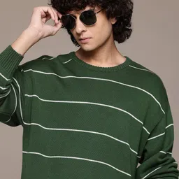 The Roadster Lifestyle Co. Men Striped Acrylic Pullover-image-70
