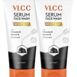 VLCC Bright Glow Serum Face Wash with Vitamin C Serum & Charcoal - 150 ml - Pack of 2-5