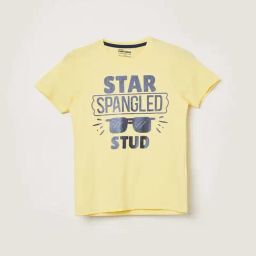 Fame Forever By Lifestyle Yellow Cotton Regular Fit Printed T-Shirt-image-81