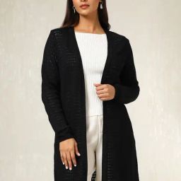 Soch Black Acrylic Regular Fit Crochet Shrug-image-65