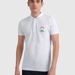 United Colors of Benetton White Cotton Slim Fit Logo Printed Polo T-Shirt-picture-19