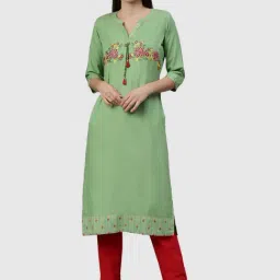 Neerus Pista Green Embroidered Straight Kurta-picture-33