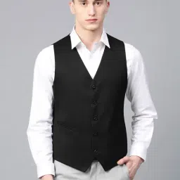 ManQ Black Sleeveless Waistcoat-image-29