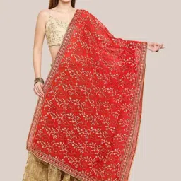 Dupatta Bazaar Red Embroidered Dupatta-picture-15