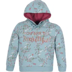 Plum Tree Kids Blue & Pink Cotton Floral Print Full Sleeves Hoodie-image-16