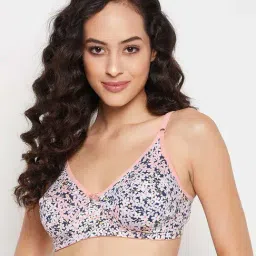 Clovia Blue Printed Full Coverage Non-Padded T-Shirt Bra-picture-0