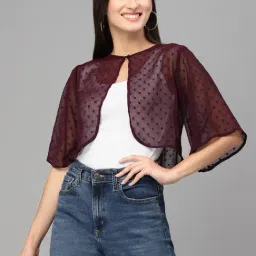 Style Quotient Maroon Self Design Shrug-51