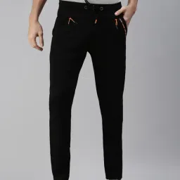 SHOWOFF Black Cotton Straight Fit Trackpants-image-64