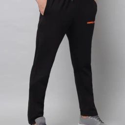 GRIFFEL Black Regular Fit Trackpants-image-84
