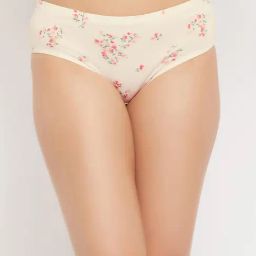 Clovia Off White Floral Print Hipster Panty-image-79